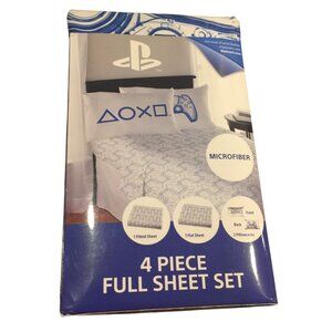 Playstation 4 Piece Microfiber Full Sheet Set Game Controller Logo